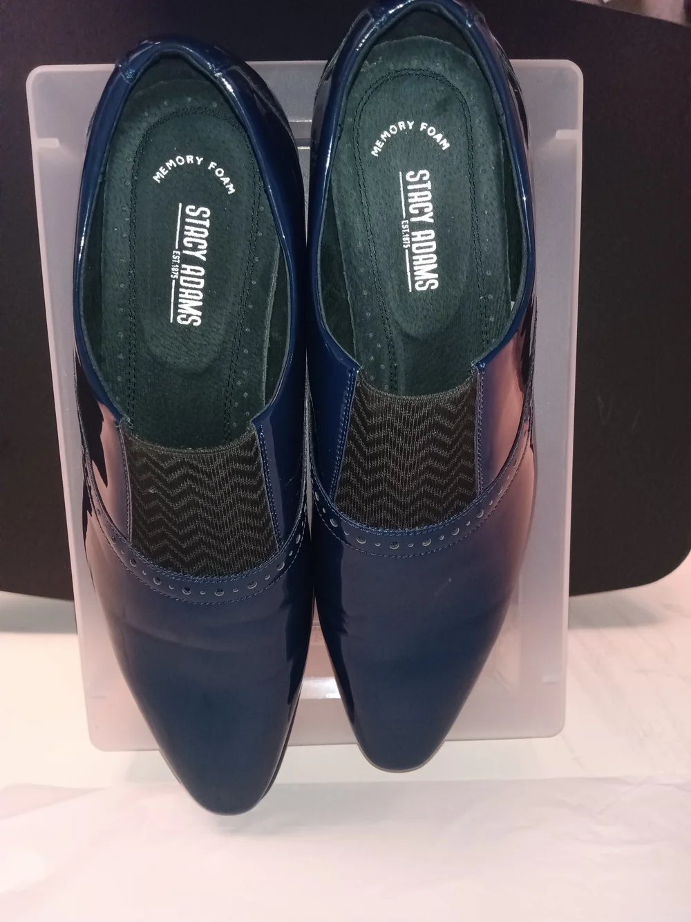 Men's Navy Patent Slip-On Dress Shoes